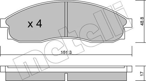 Metelli 22-0740-0 - Тормозные колодки, дисковые, комплект autospares.lv