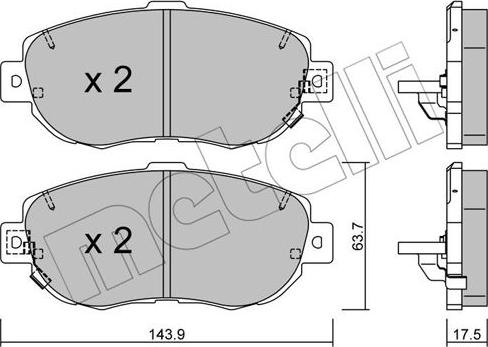 Metelli 22-0756-0 - Тормозные колодки, дисковые, комплект autospares.lv