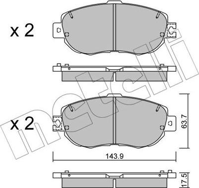 Metelli 22-0756-1 - Тормозные колодки, дисковые, комплект autospares.lv