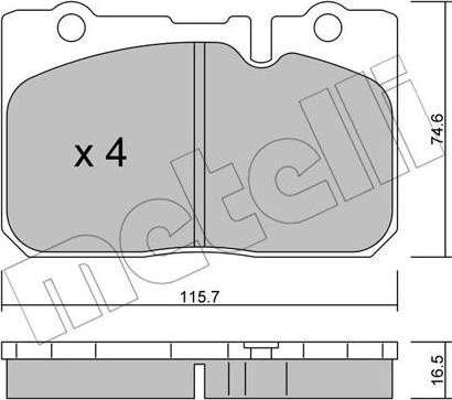 Metelli 22-0757-0 - Тормозные колодки, дисковые, комплект autospares.lv