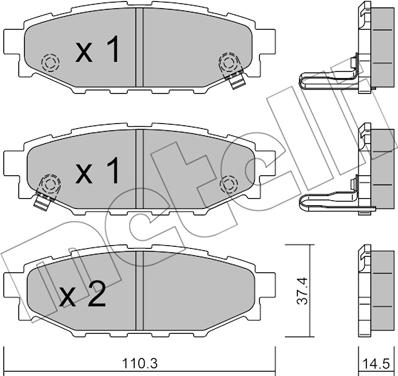 Metelli 22-0764-1 - Тормозные колодки, дисковые, комплект autospares.lv