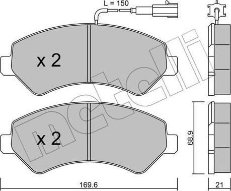 Metelli 22-0709-2 - Тормозные колодки, дисковые, комплект autospares.lv