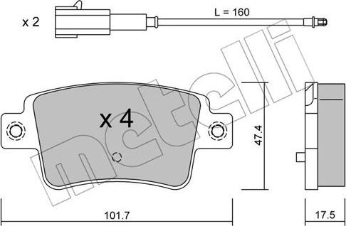 Metelli 22-0705-1 - Тормозные колодки, дисковые, комплект autospares.lv