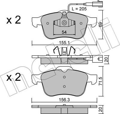 Metelli 22-0703-1 - Тормозные колодки, дисковые, комплект autospares.lv