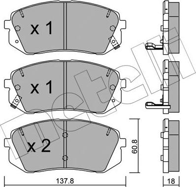 Metelli 22-0783-1 - Тормозные колодки, дисковые, комплект autospares.lv