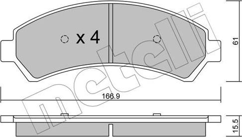 Metelli 22-0721-0 - Тормозные колодки, дисковые, комплект autospares.lv