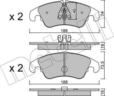 Metelli 22-0775-4 - Тормозные колодки, дисковые, комплект autospares.lv