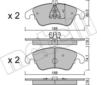 Metelli 22-0775-2 - Тормозные колодки, дисковые, комплект autospares.lv