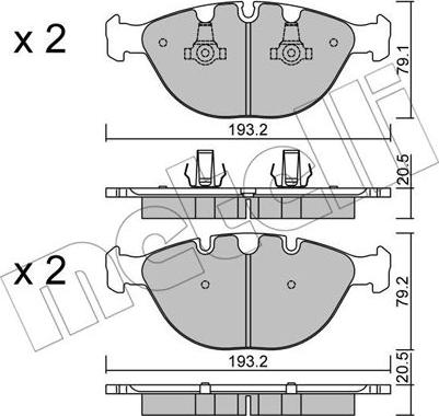 Metelli 22-0771-0 - Тормозные колодки, дисковые, комплект autospares.lv