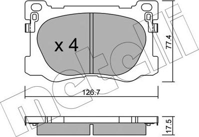 Metelli 22-1093-0 - Тормозные колодки, дисковые, комплект autospares.lv