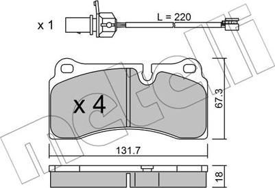 Metelli 22-1044-0 - Тормозные колодки, дисковые, комплект autospares.lv