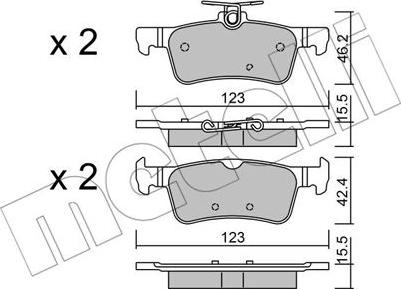 Metelli 22-1042-0 - Тормозные колодки, дисковые, комплект autospares.lv