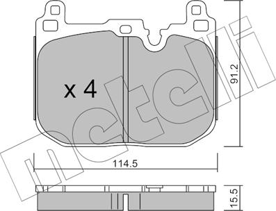 Metelli 22-1015-4 - Тормозные колодки, дисковые, комплект autospares.lv