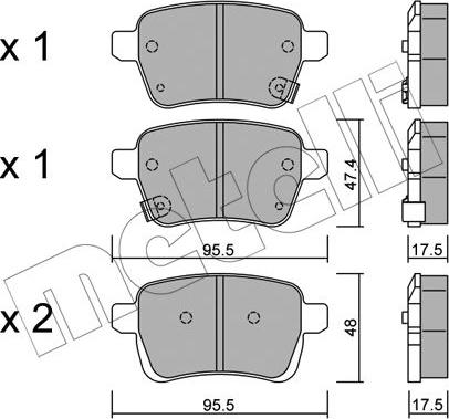 Metelli 22-1012-0 - Тормозные колодки, дисковые, комплект autospares.lv