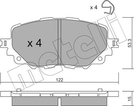 Metelli 22-1086-0 - Тормозные колодки, дисковые, комплект autospares.lv