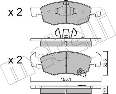 Metelli 22-1034-0 - Тормозные колодки, дисковые, комплект autospares.lv