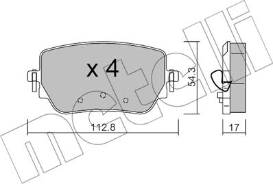 Metelli 22-1196-0 - Тормозные колодки, дисковые, комплект autospares.lv