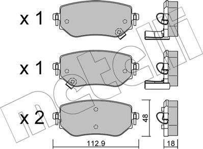 Metelli 22-1192-0 - Тормозные колодки, дисковые, комплект autospares.lv