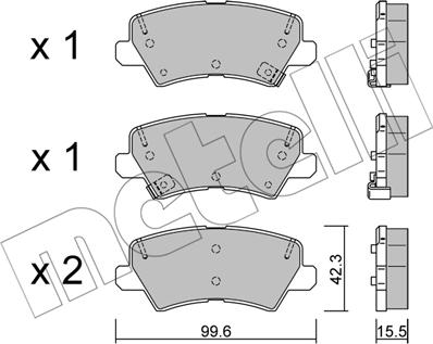 Metelli 22-1166-0 - Тормозные колодки, дисковые, комплект autospares.lv