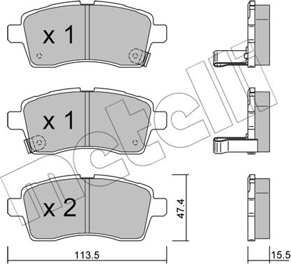 Metelli 22-1162-0 - Тормозные колодки, дисковые, комплект autospares.lv