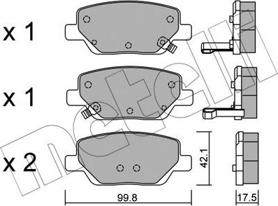 Metelli 22-1104-0 - Тормозные колодки, дисковые, комплект autospares.lv