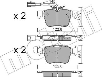 Metelli 22-1101-0 - Тормозные колодки, дисковые, комплект autospares.lv