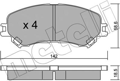 Metelli 22-1111-0 - Тормозные колодки, дисковые, комплект autospares.lv