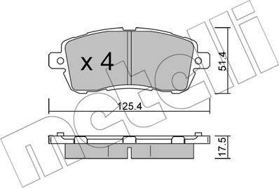 Metelli 22-1185-0 - Тормозные колодки, дисковые, комплект autospares.lv