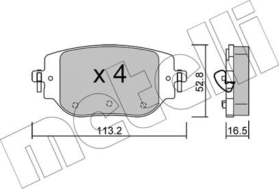 Metelli 22-1346-0 - Тормозные колодки, дисковые, комплект autospares.lv