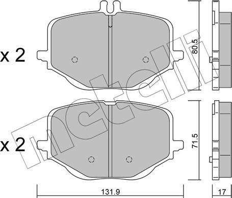 Metelli 22-1314-0 - Тормозные колодки, дисковые, комплект autospares.lv