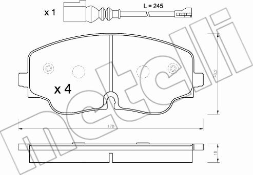 Metelli 22-1316-0 - Тормозные колодки, дисковые, комплект autospares.lv