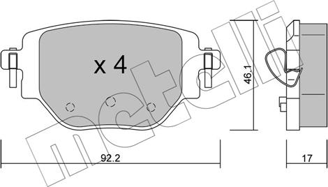 Metelli 22-1246-0 - Тормозные колодки, дисковые, комплект autospares.lv