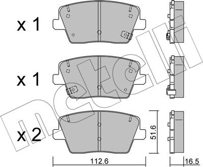 Metelli 22-1242-0 - Тормозные колодки, дисковые, комплект autospares.lv