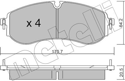 Metelli 22-1263-0 - Тормозные колодки, дисковые, комплект autospares.lv