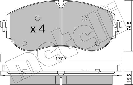 Metelli 22-1262-0 - Тормозные колодки, дисковые, комплект autospares.lv