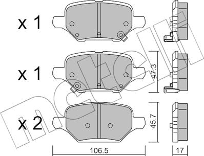 Metelli 22-1213-0 - Тормозные колодки, дисковые, комплект autospares.lv