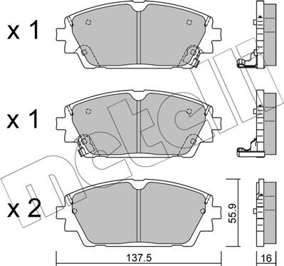 Metelli 22-1237-0 - Тормозные колодки, дисковые, комплект autospares.lv