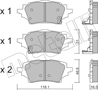 Metelli 22-1228-0 - Тормозные колодки, дисковые, комплект autospares.lv