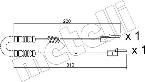 Metelli SU.171K - Сигнализатор, износ тормозных колодок autospares.lv