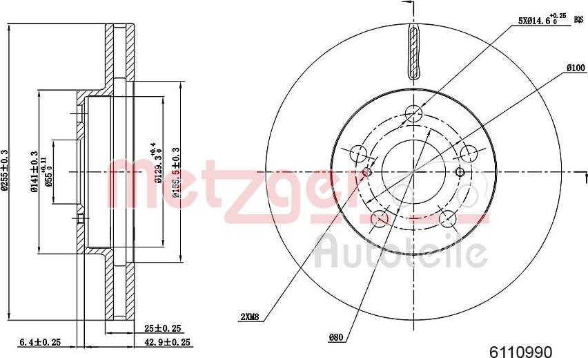 Metzger 6110990 - Тормозной диск autospares.lv