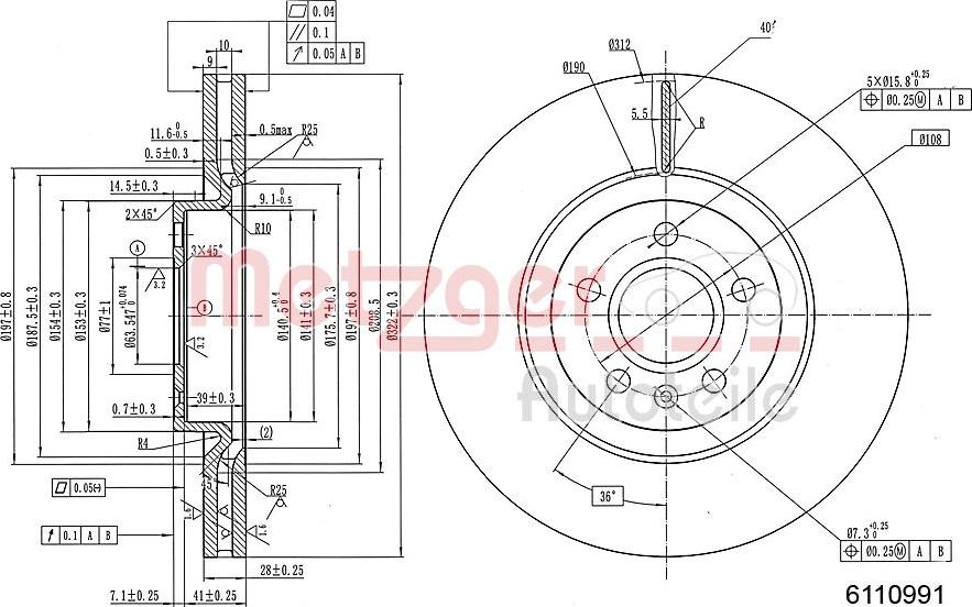 Metzger 6110991 - Тормозной диск autospares.lv