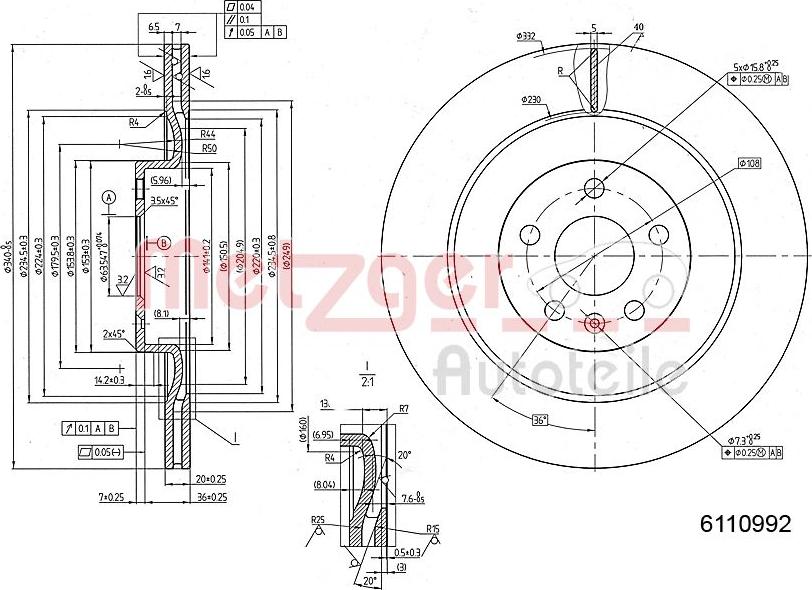 Metzger 6110992 - Тормозной диск autospares.lv