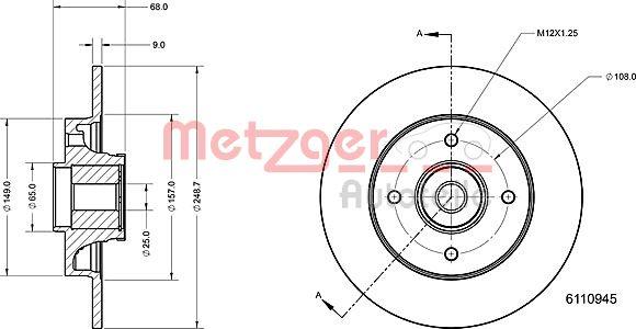 Metzger 6110945 - Тормозной диск autospares.lv