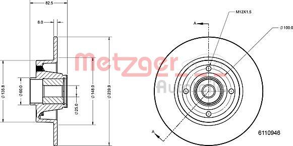 Metzger 6110946 - Тормозной диск autospares.lv