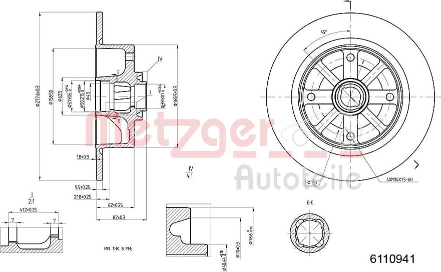 Metzger 6110941 - Тормозной диск autospares.lv