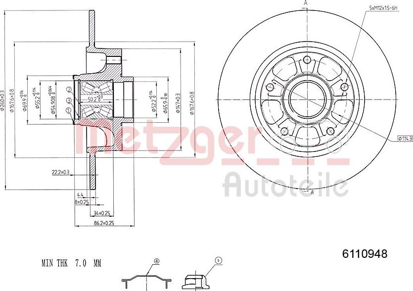 Metzger 6110948 - Тормозной диск autospares.lv
