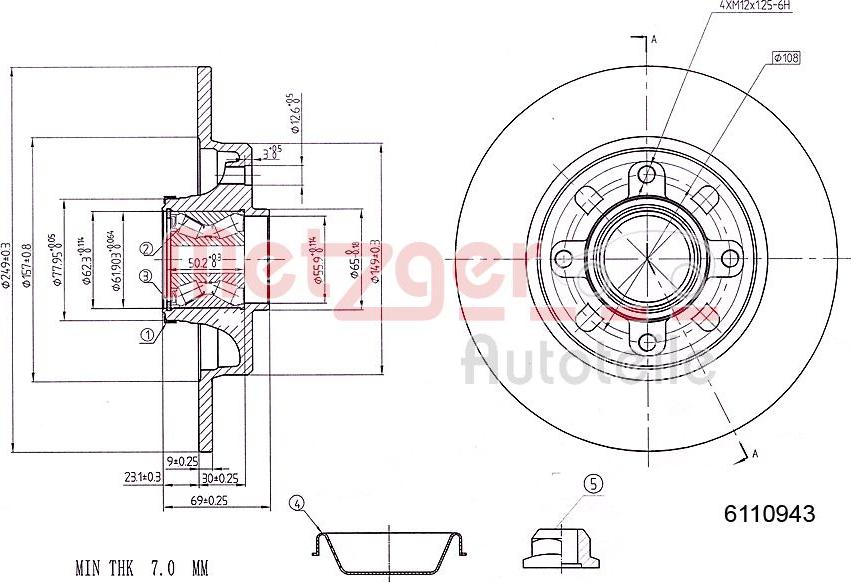 Metzger 6110943 - Тормозной диск autospares.lv
