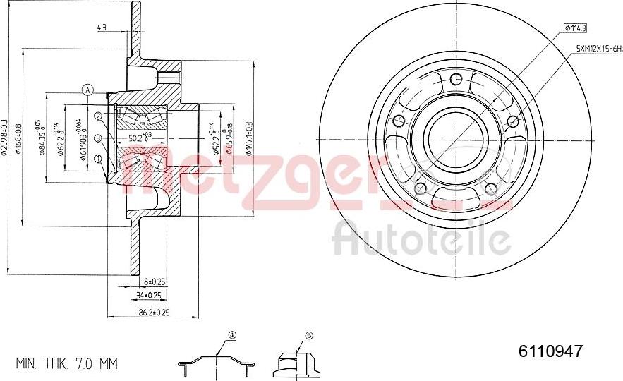 Metzger 6110947 - Тормозной диск autospares.lv