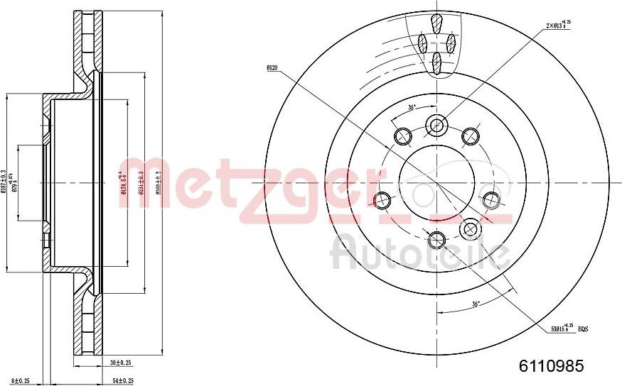 Metzger 6110985 - Тормозной диск autospares.lv