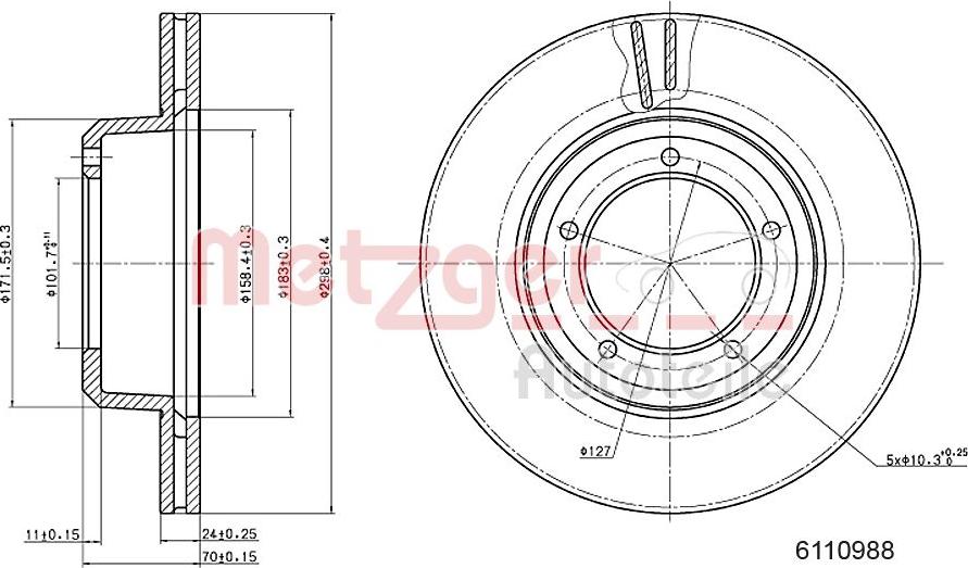 Metzger 6110988 - Тормозной диск autospares.lv